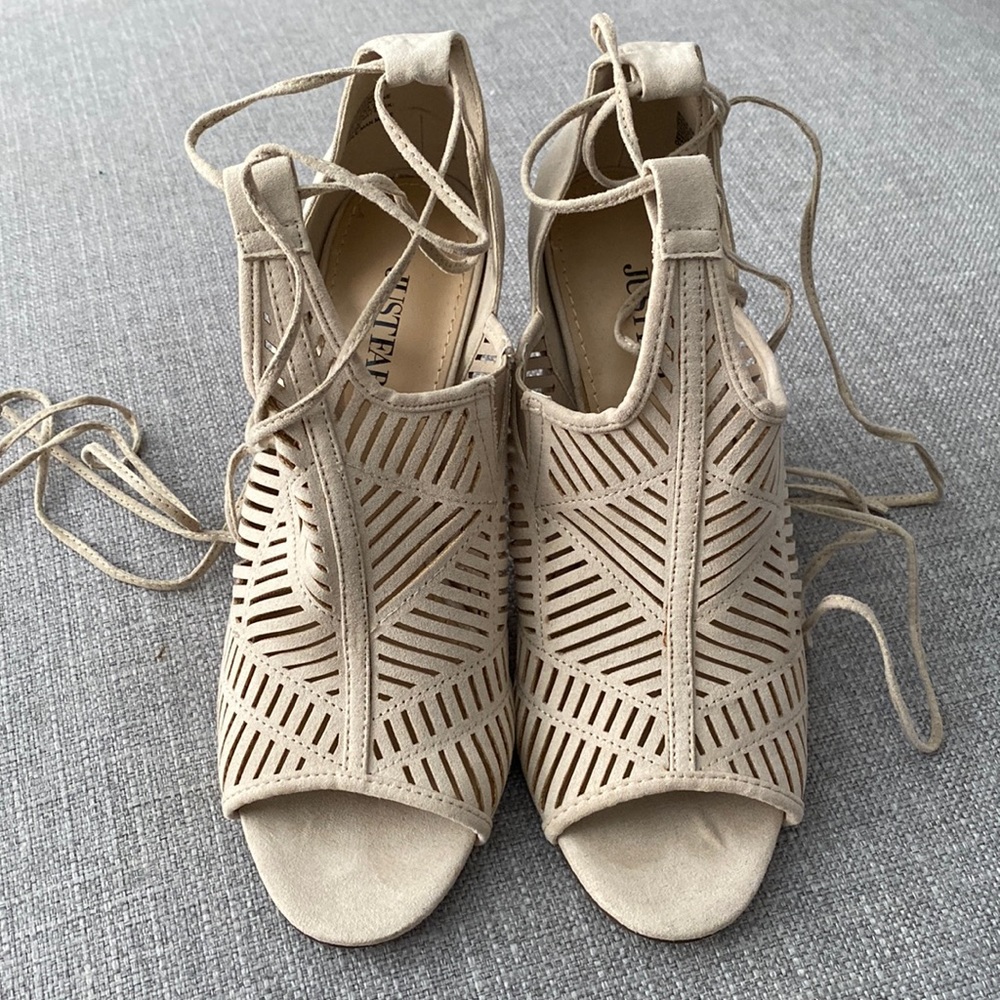 Nude tie up Heels